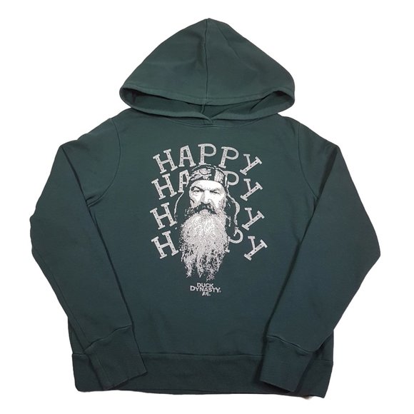 DUCK DYNASTY Hoodie Pullover XXL Green Phil Robertson Happy Happy A&E Television - Picture 1 of 11